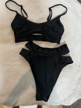 aerie Black Cutout Bikini Set